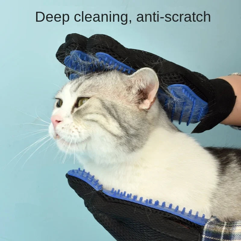 Gant de toilettage silicone - entretien du pelage de votre animal de compagnie"