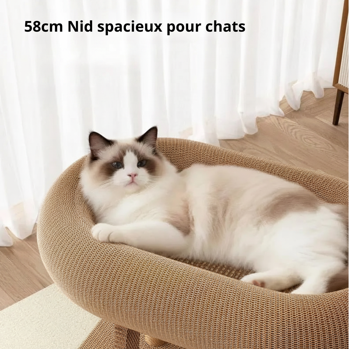 Arbre à chat tout-en-un – Griffoir, lit & jeu en sisal naturel