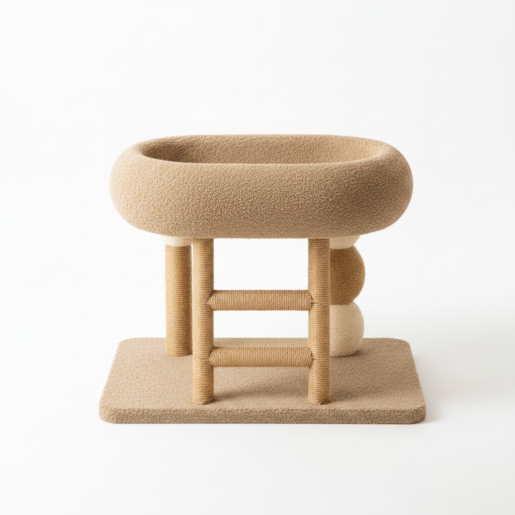 Arbre à chat tout-en-un – Griffoir, lit & jeu en sisal naturel
